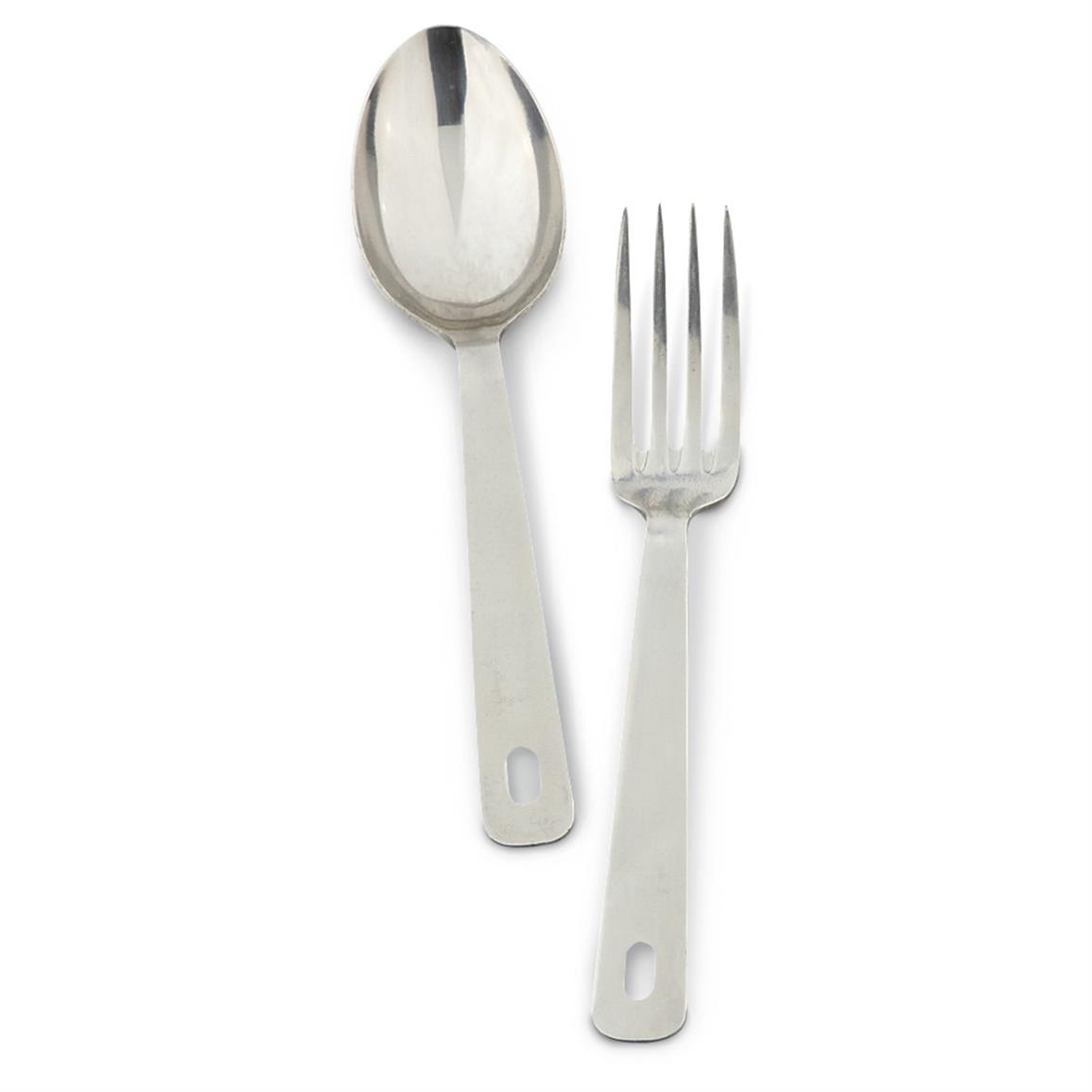 French Military Surplus Fork and Spoon Set, New 622267, Mess Kits & Cooking at Sportsman's Guide