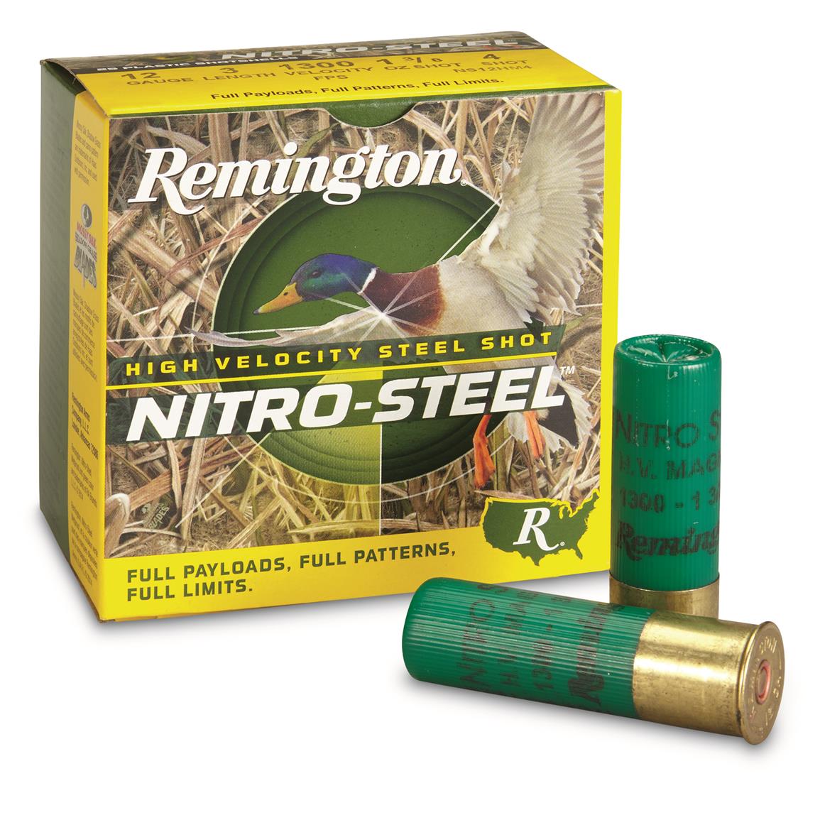 Remington Nitro Steel Shot, 12 Gauge, 3&quot; Shell, 1 3/8 ozs., 25 Rounds