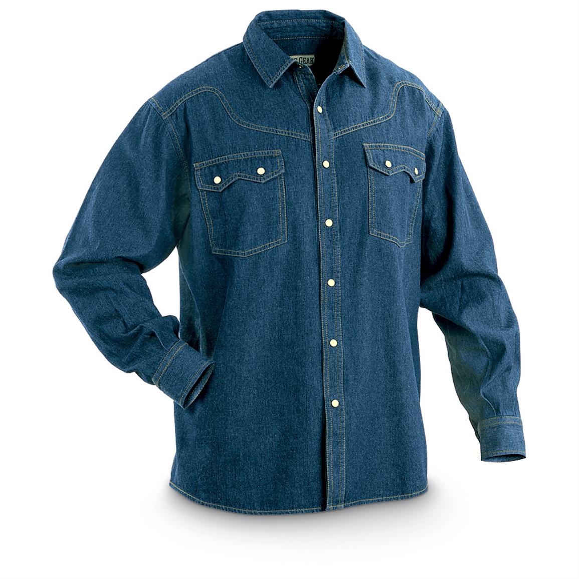 Guide Gear Men's Sawtooth Denim Long-Sleeve Shirt - 623089, Shirts at ...