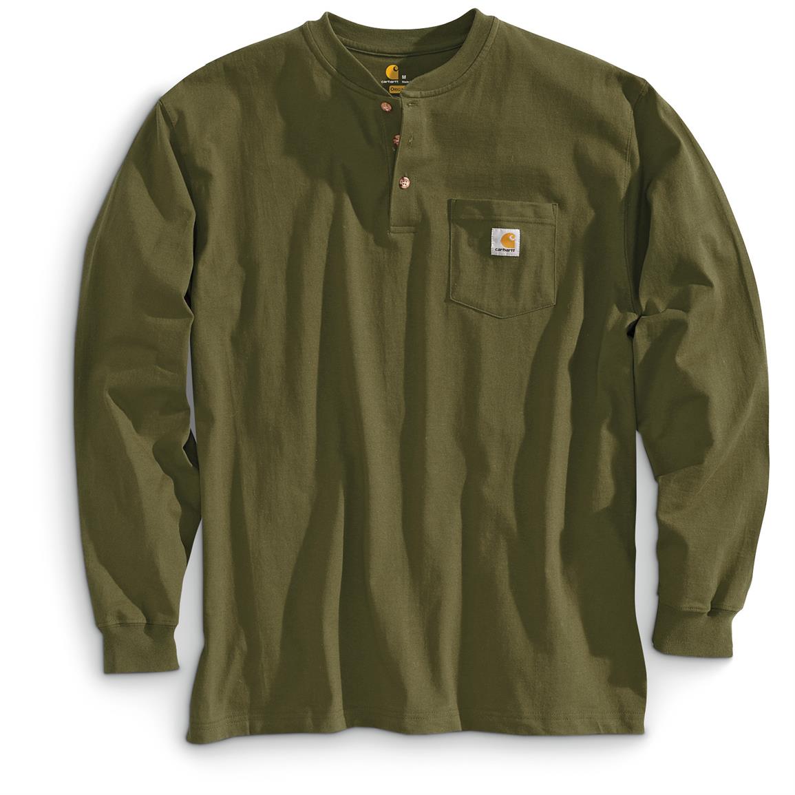 Carhartt Men's Pocket Long-Sleeve Henley Shirt - 623525, T-Shirts at ...
