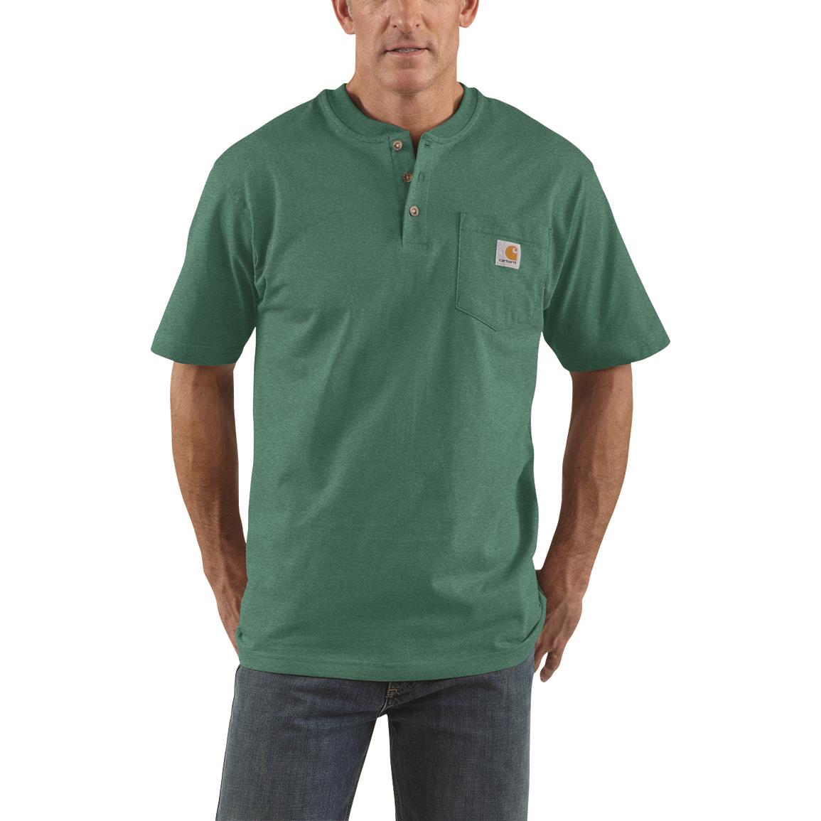 Carhartt Men's Workwear Short-sleeve Pocket Henley Shirt, North Woods Heather