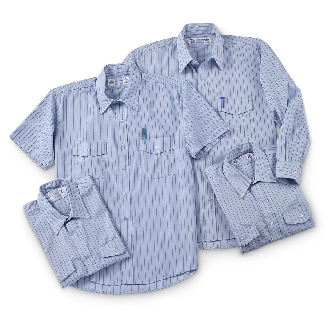 blue work shirts with reflective stripes