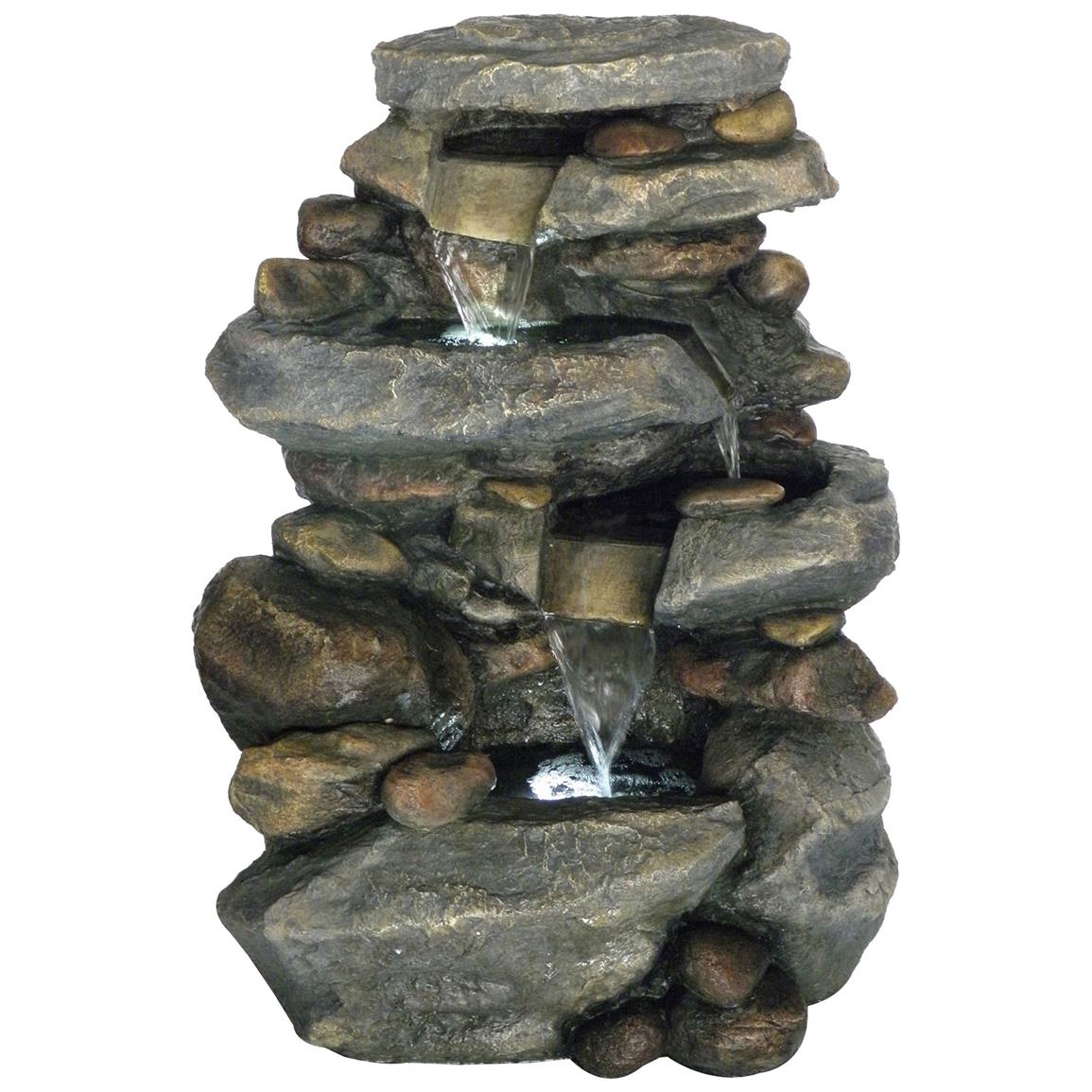 Pure Garden Stone Waterfall Fountain with LED Lights - 624281 ...