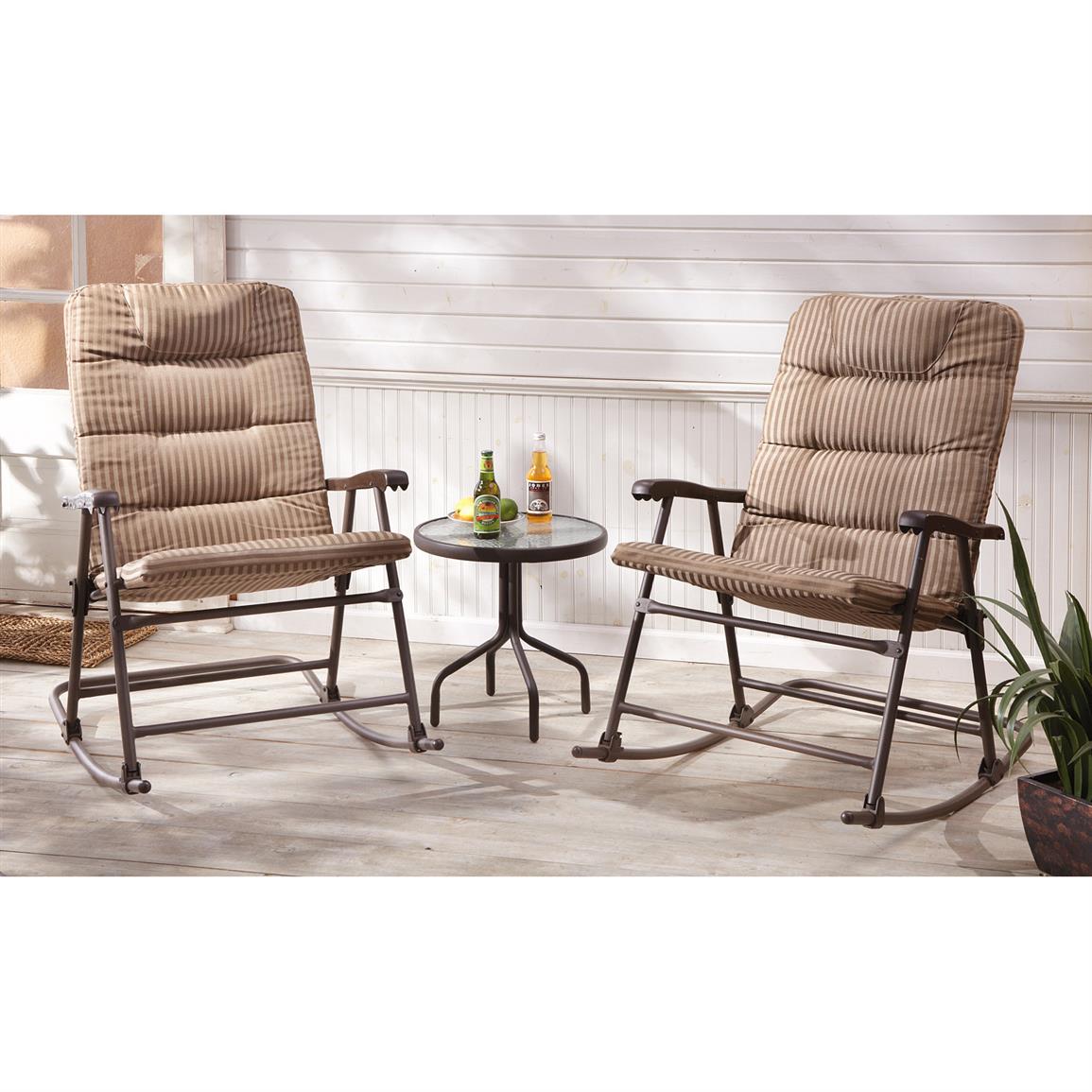 CASTLECREEK Padded Outdoor Rocking Chair Set, 3 Piece ...