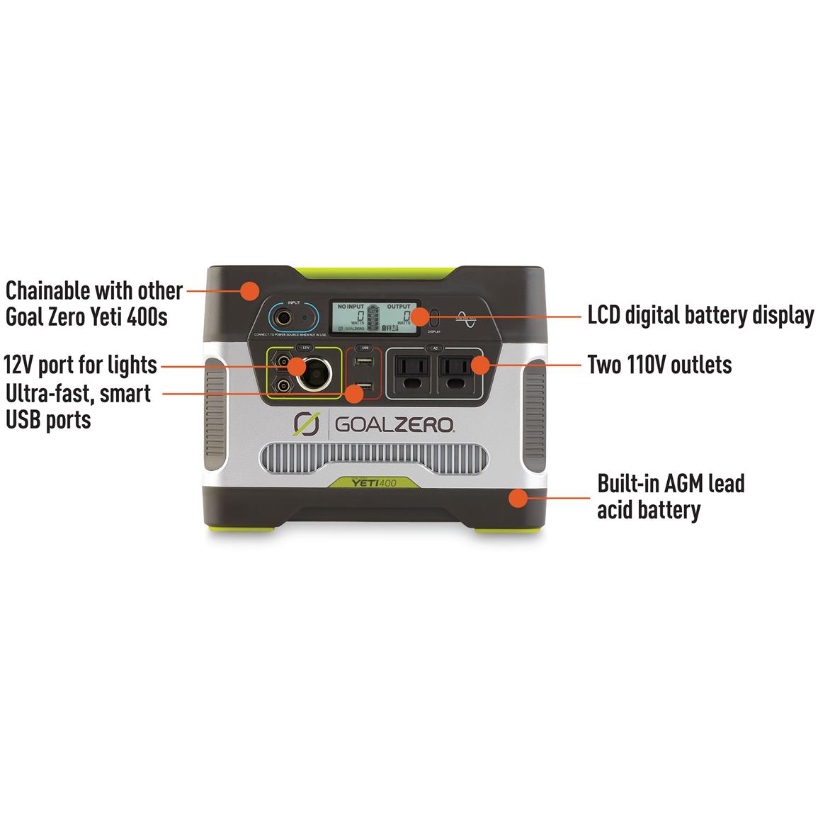 Goal Zero Yeti 400 Pure Sine Solar Power Generator 625404, Power