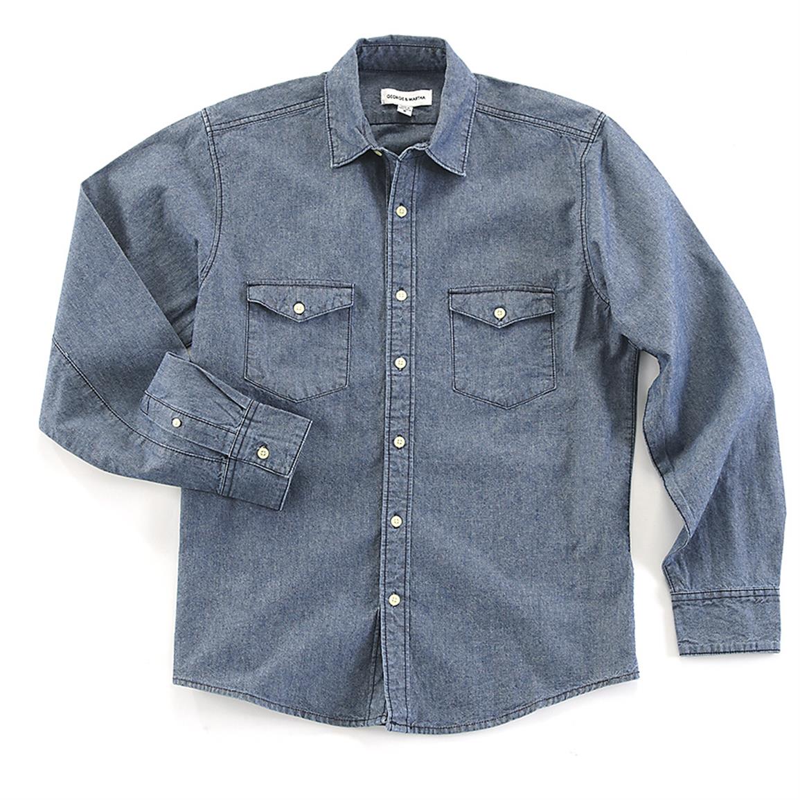 George & Martha Long-sleeved Western Denim Shirt - 627217, Shirts ...