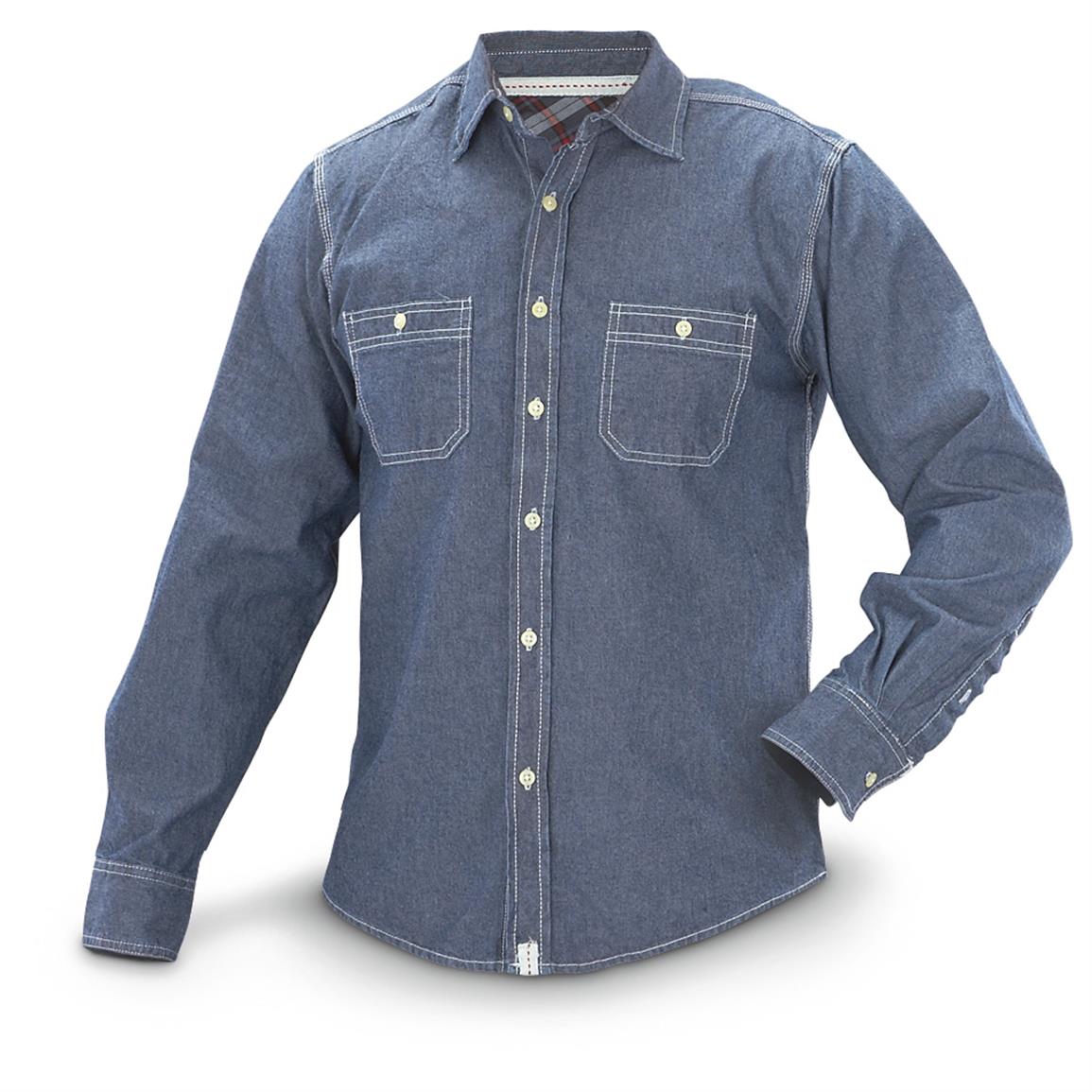 2-Pk. G & M Long-sleeved Two-pocket Denim Shirts - 627222, Shirts at ...