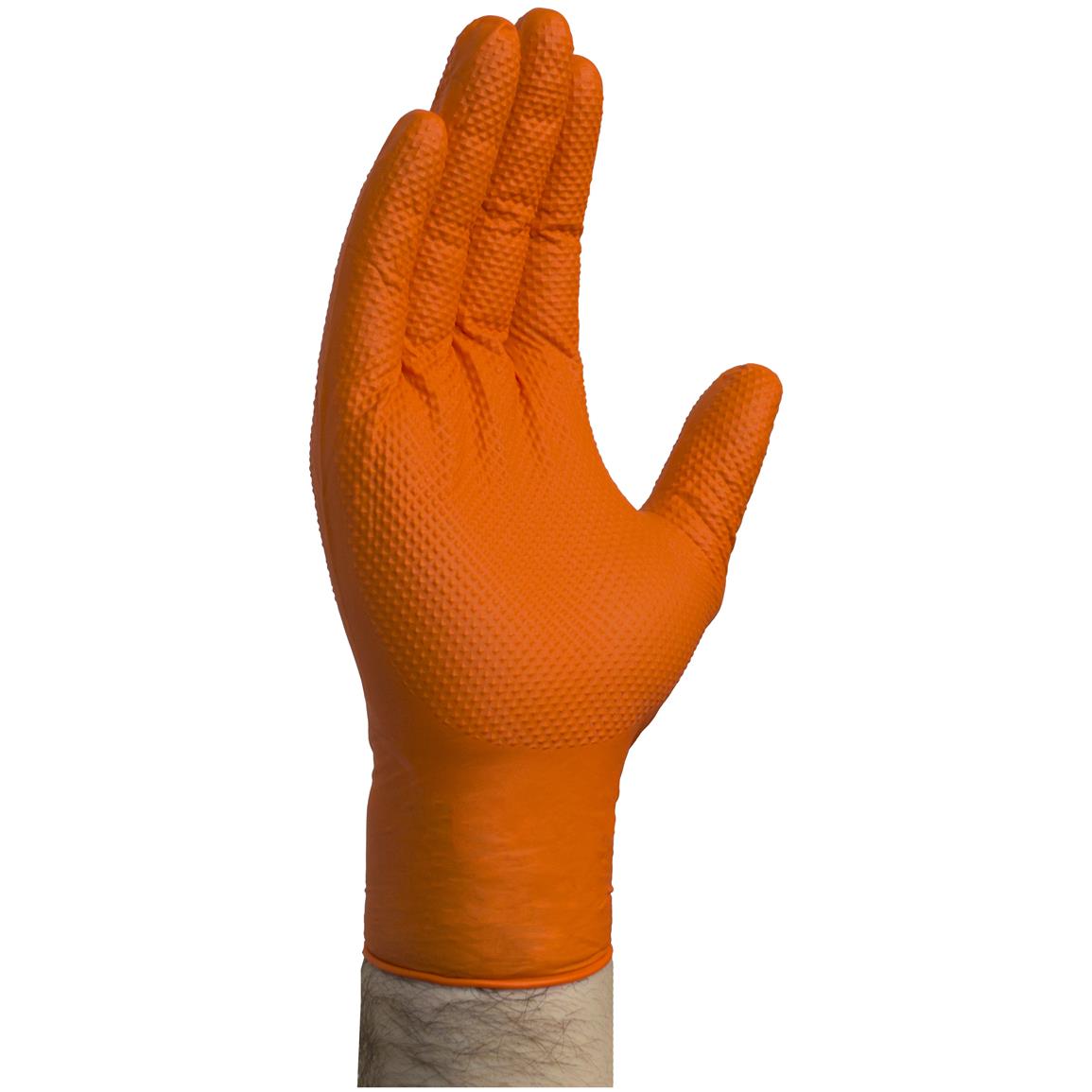 GloveWorks Heavy Duty Orange Nitrile Gloves, 100 Pack