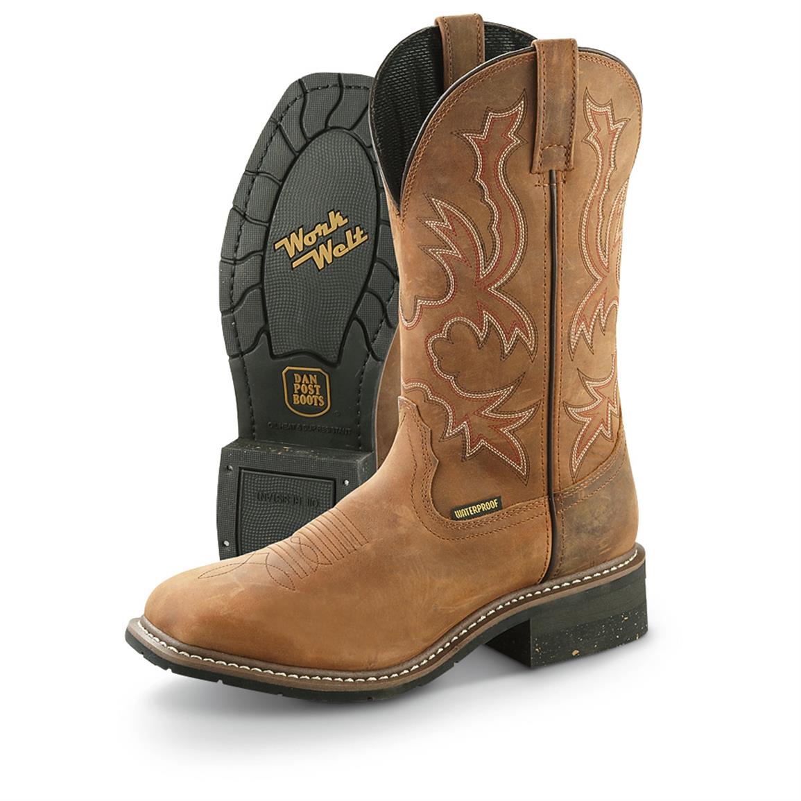 Dan Post Men's Nogales Waterproof Square Toe Cowboy Boots, Tan - 627753 ...