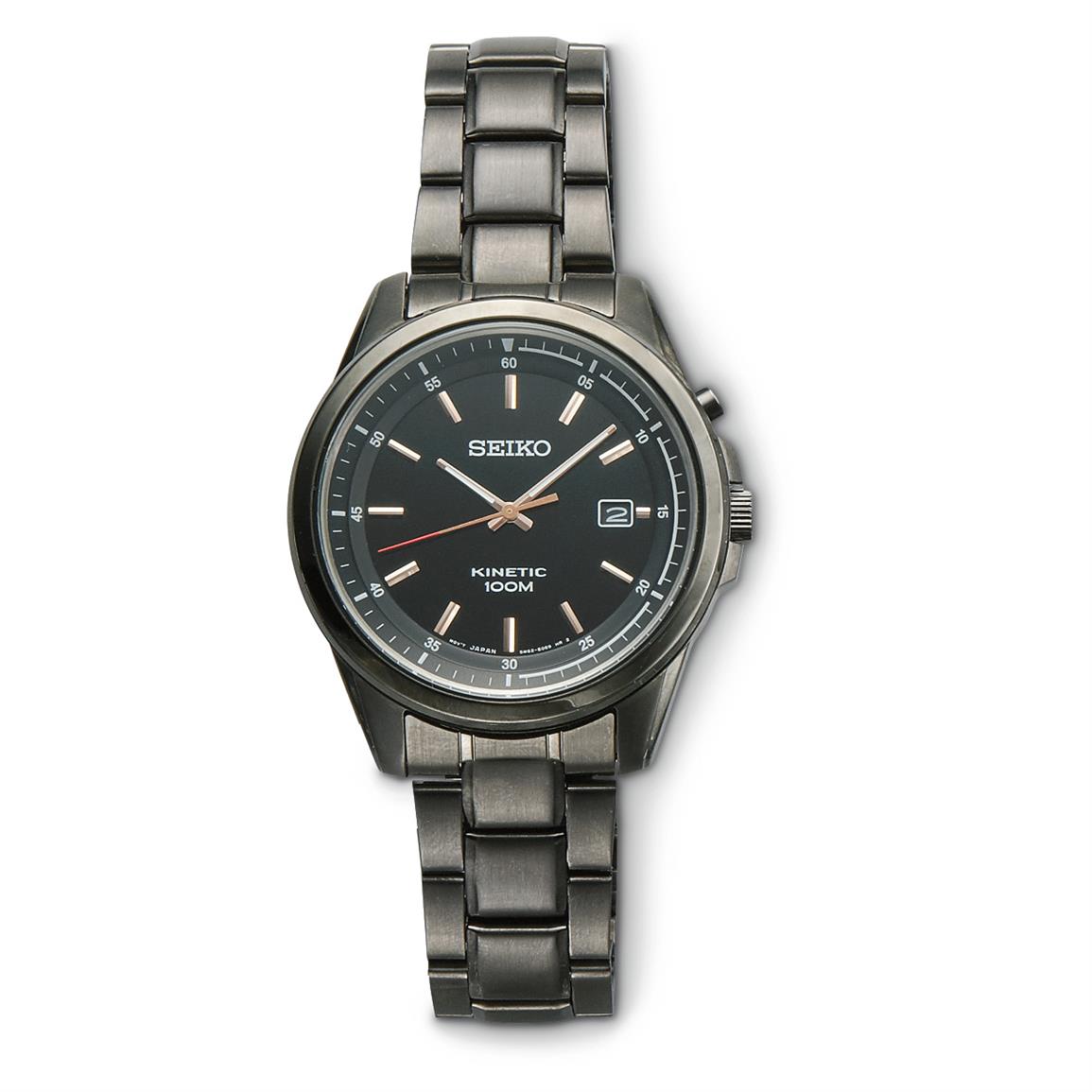 SEIKO Black Ion Kinetic Watch - 633789, Watches at Sportsman's Guide