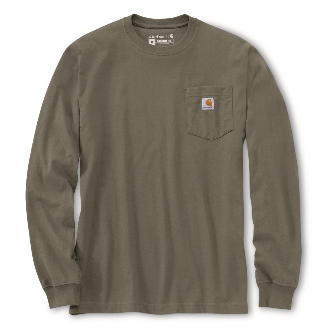 Carhartt Workwear Loose-Fit Long-Sleeve Pocket T-Shirt for Men - Dusty Olive