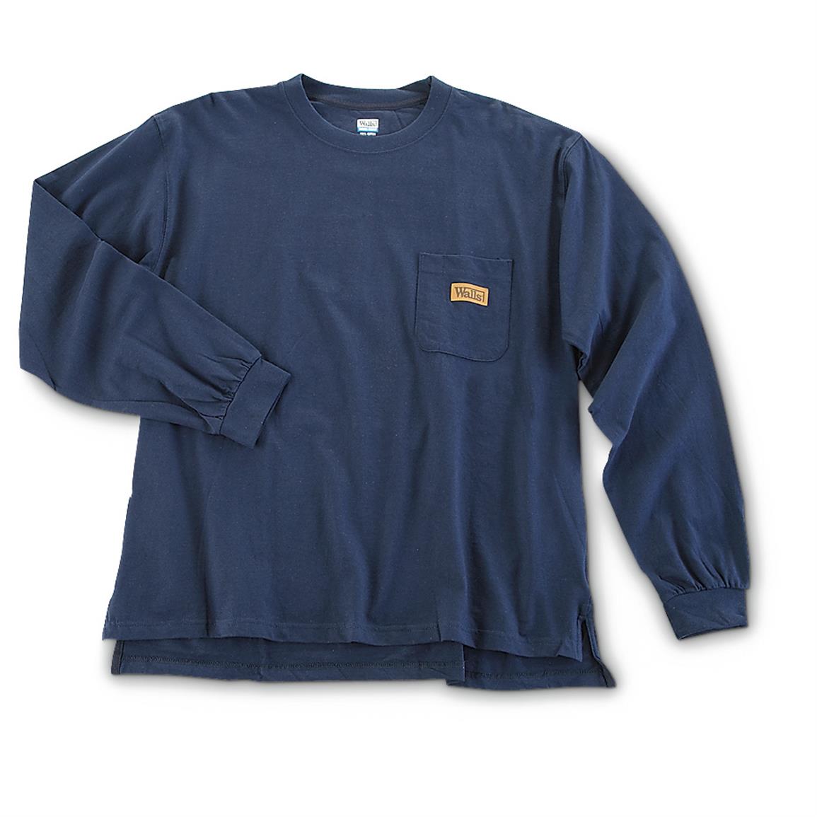 Walls Men's Long-Sleeved Pocket T-Shirts, 2 Pack - 635703, T-Shirts at ...