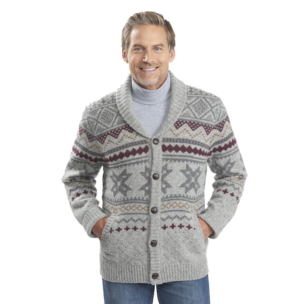 Men's Ultra-line Fair Isle Cardigan - 635754, Sweaters at Sportsman's Guide