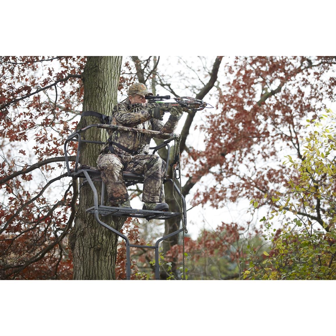 Sniper Deluxe 2-man Ladder Tree Stand, 18' - 637199, Ladder Tree Stands ...