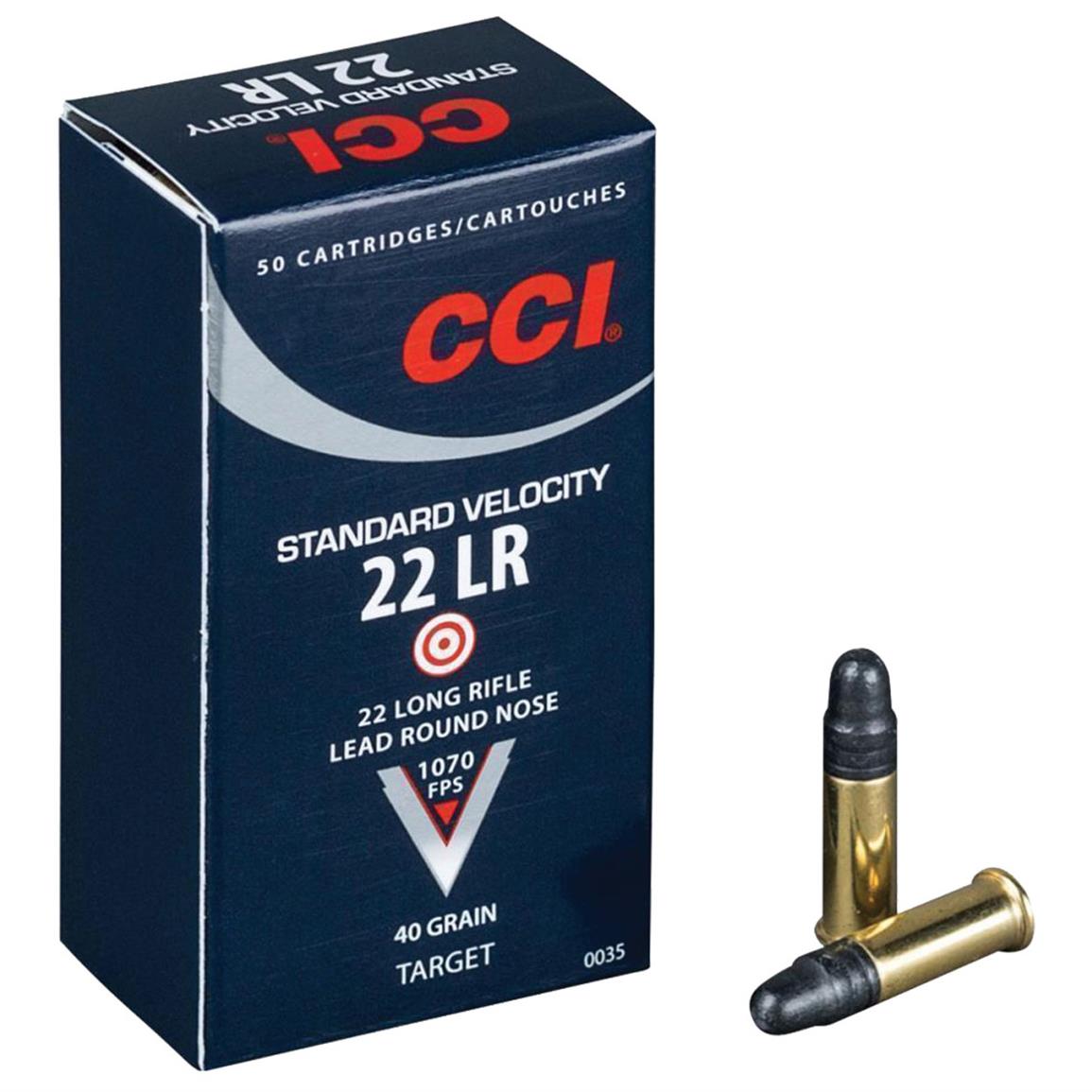 CCI Standard Velocity, .22LR, LRN, 40 Grain, 50 Rounds - 639073, .22lr ...