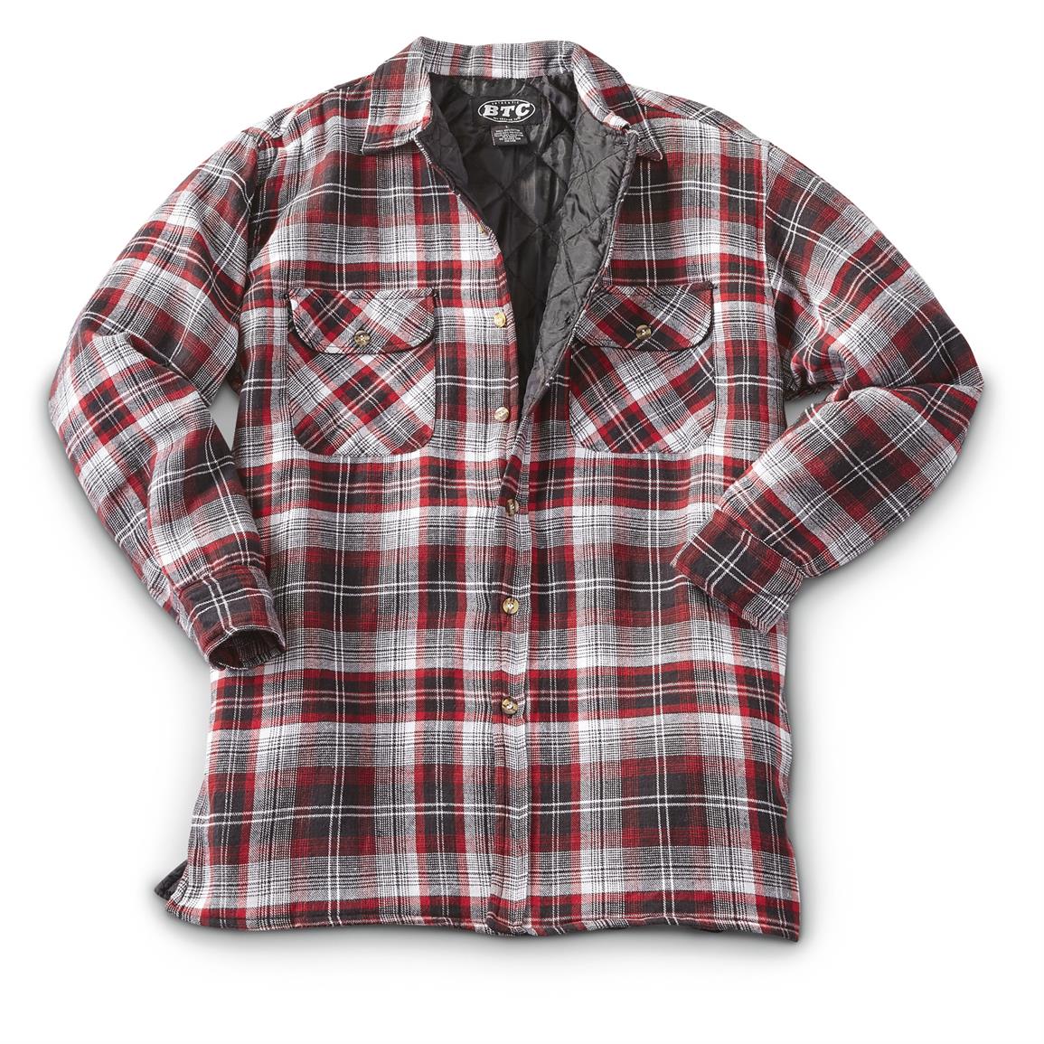 Men's Quilted Flannel Shirt Jacket - 639198, Insulated Jackets ...