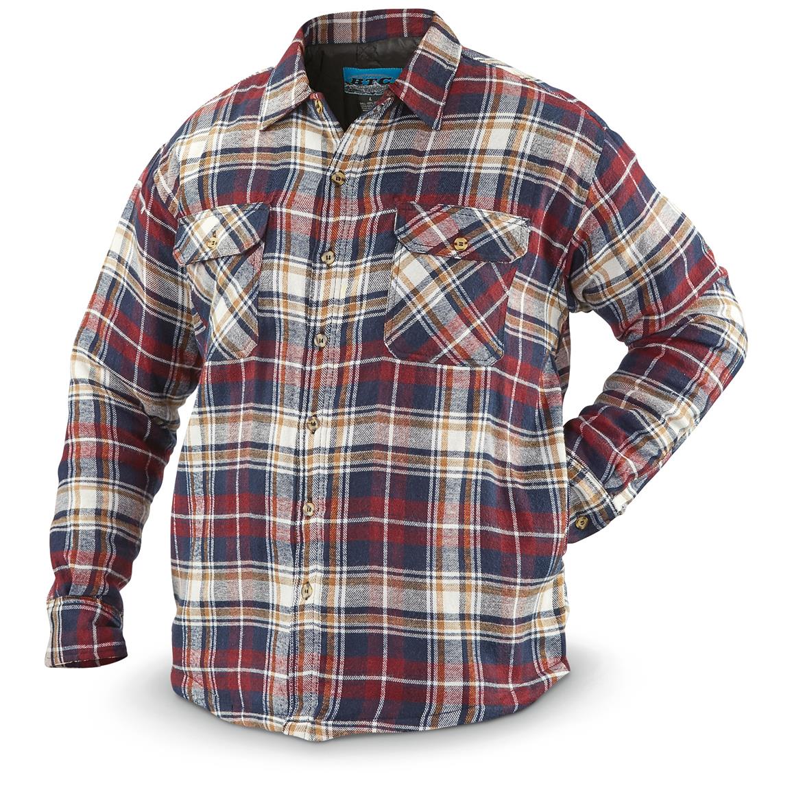 Men's Quilted Flannel Shirt Jacket - 639198, Insulated Jackets & Coats