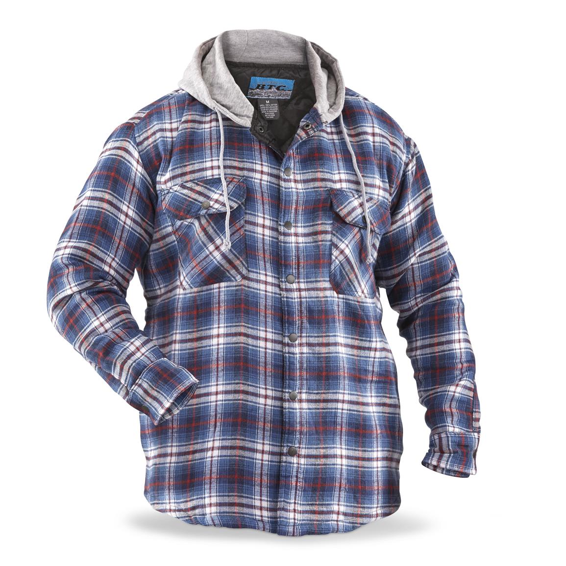 Men's Snap-Front Quilted Hooded Flannel Shirt - 639200, Insulated ...