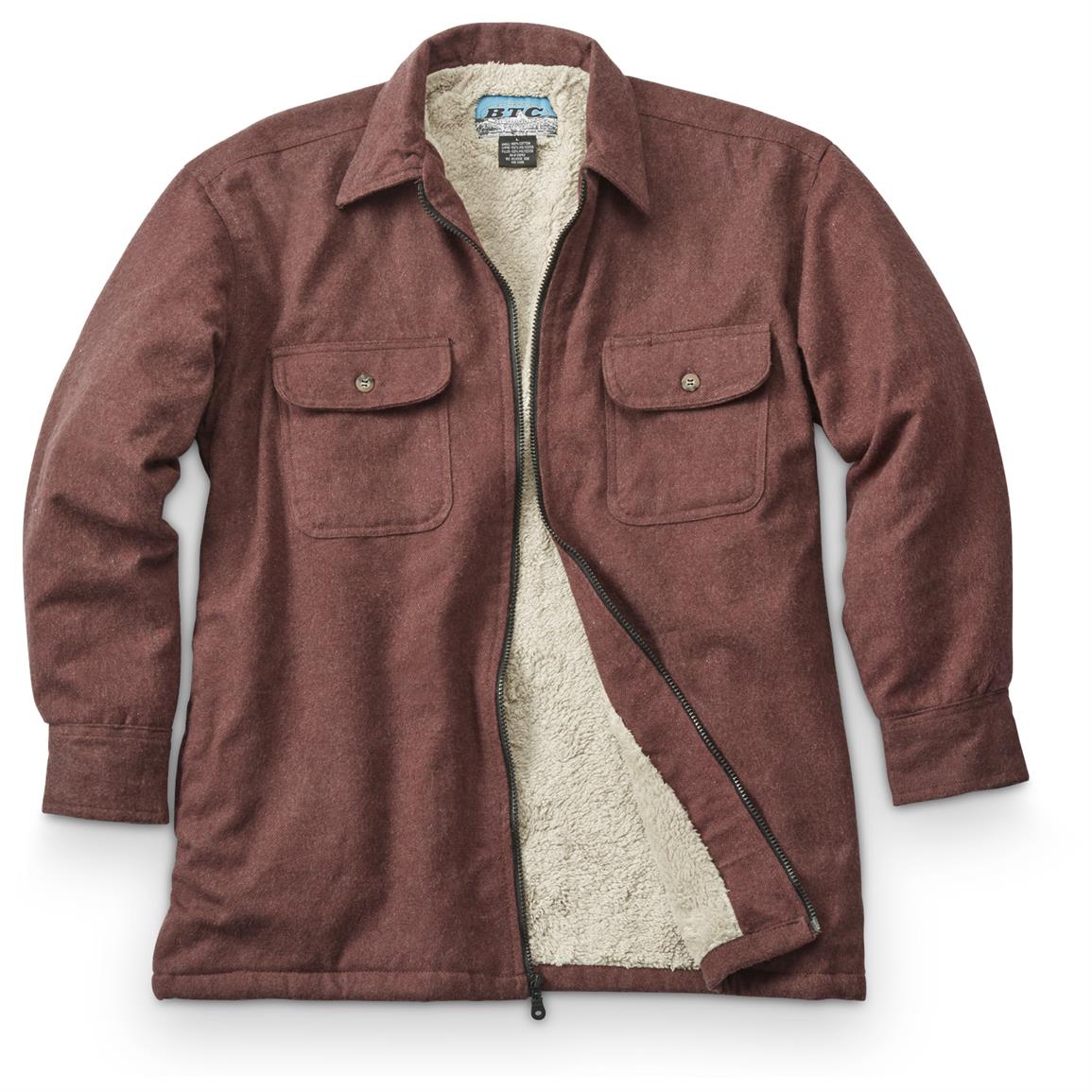 Men's Fleece Lined Full Zip Chamois Shirt - 639202, Insulated Jackets ...