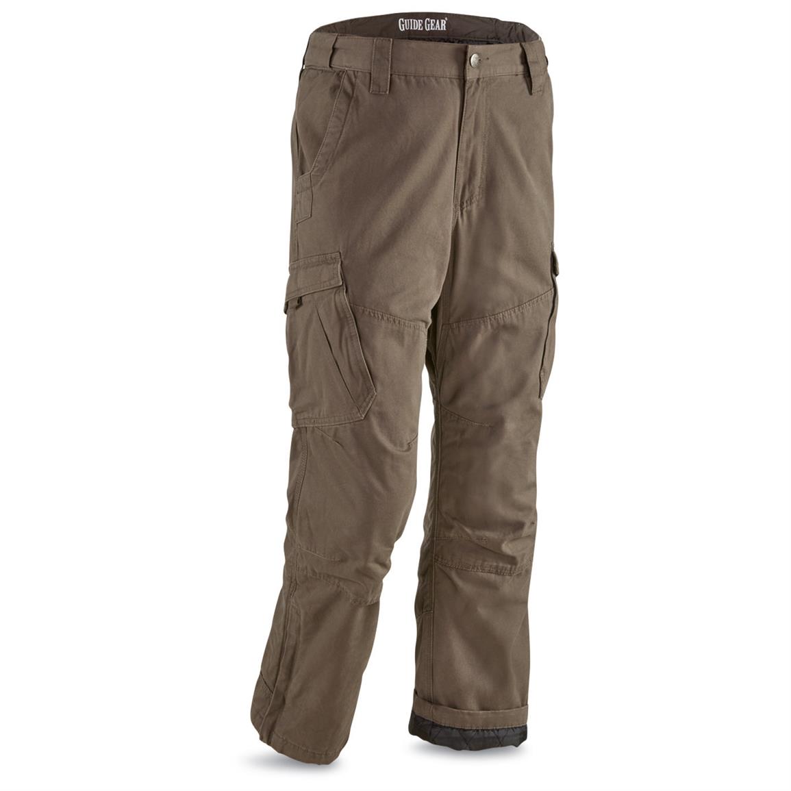 Guide Gear Men's Quilt-lined Canvas Work Pants - 640542, Insulated ...