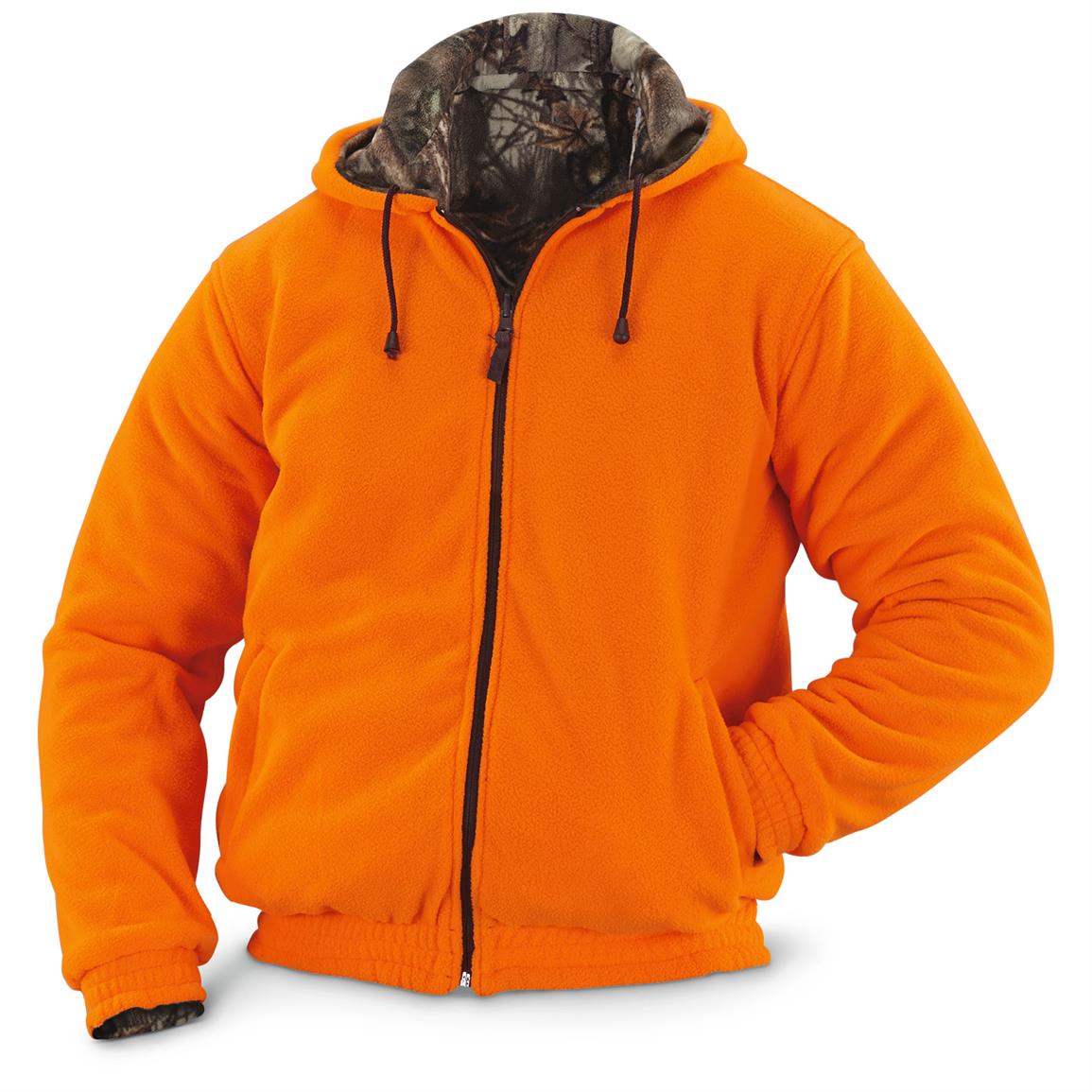 Reversible Fleece Jacket - 640778, Blaze Orange & Blaze Camo at ...