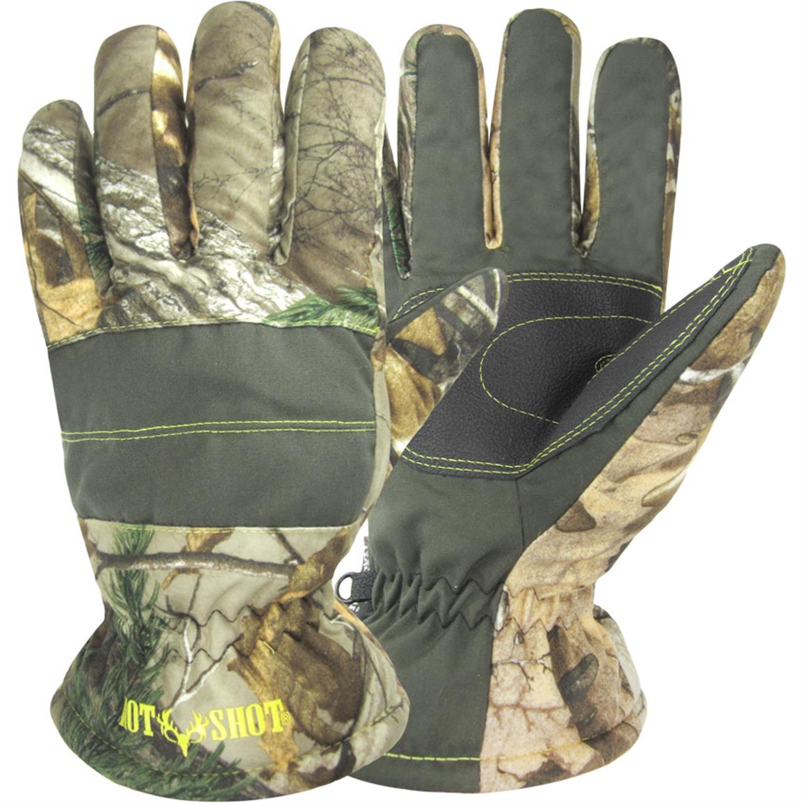 Hot Shot Men's Camo Hunting Gloves, Waterproof, 2 Pack, Realtree Xtra