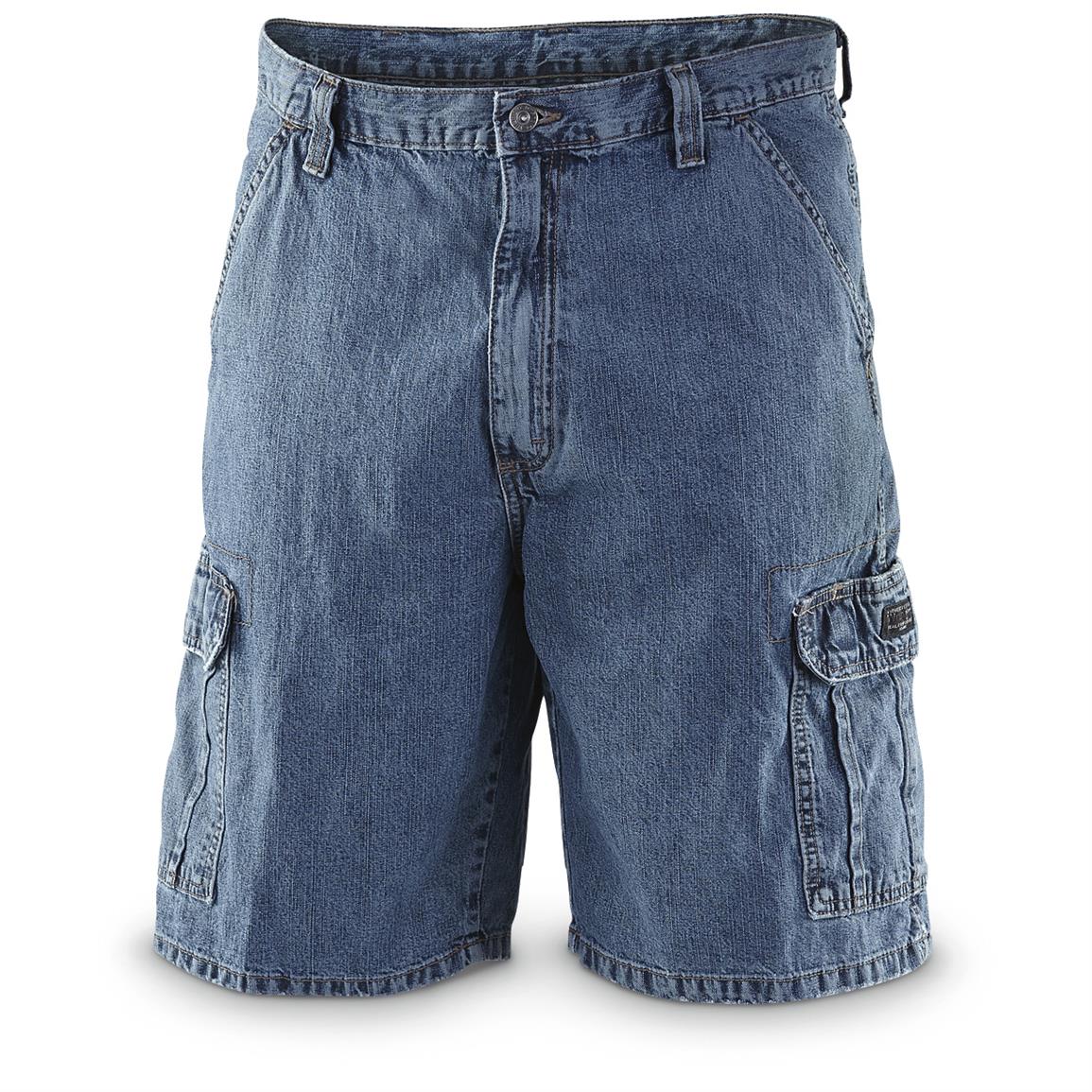 Famous Maker Men's Denim Cargo Shorts, Irregular - 641275, Shorts at