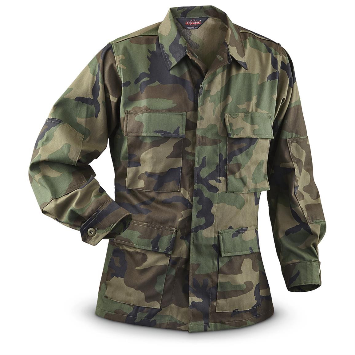 TRU-SPEC Military-style BDU Woodland Camo Jacket - 641389, Tactical ...