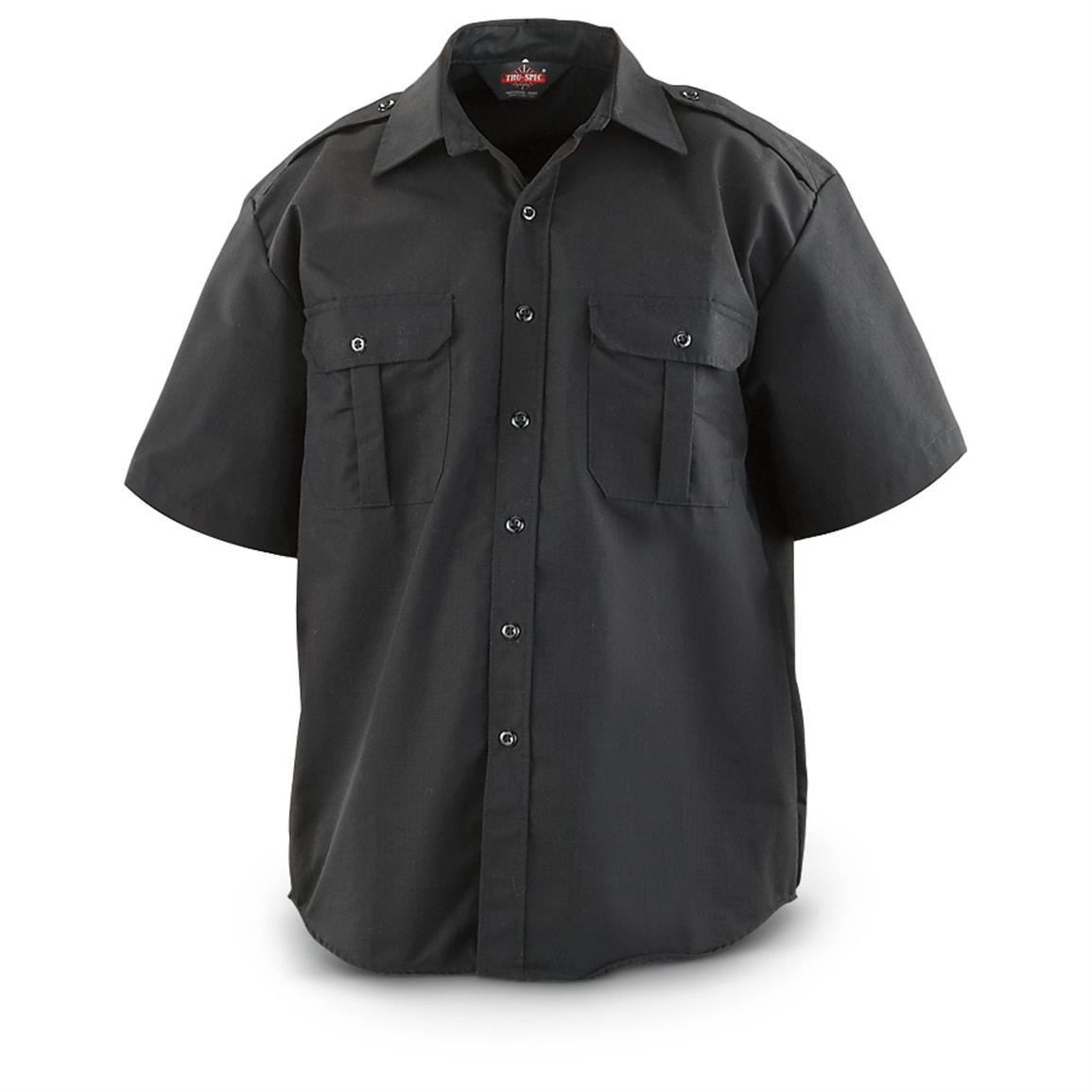 Black Military Design Short Sleeved Professional Tactical Dress Shirt