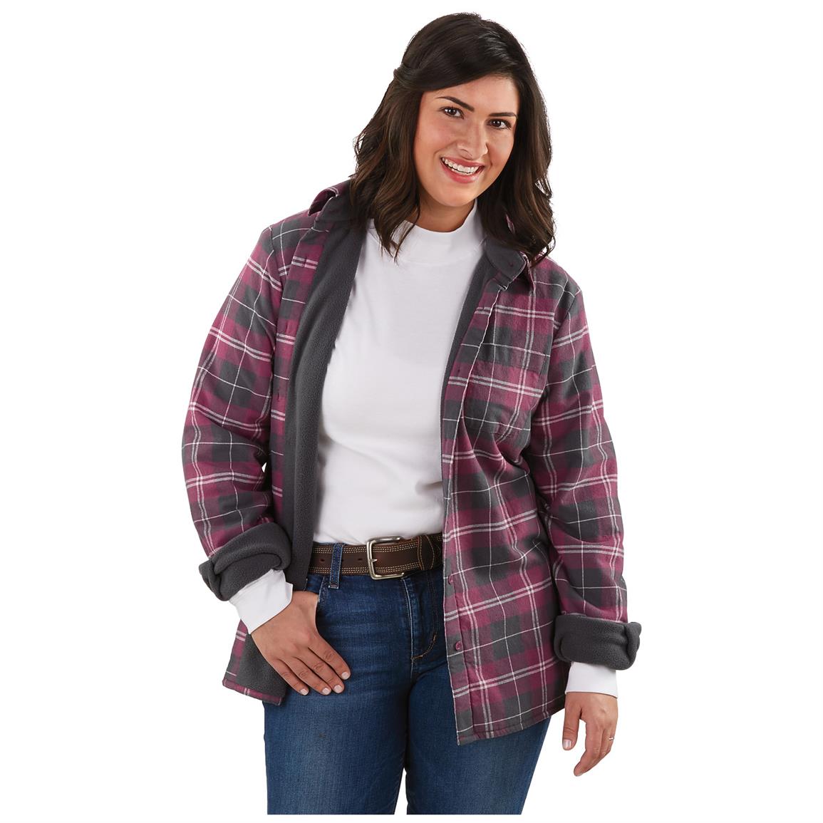 Guide Gear Women's FleeceLined Flannel Shirt 641433, Shirts & Tops