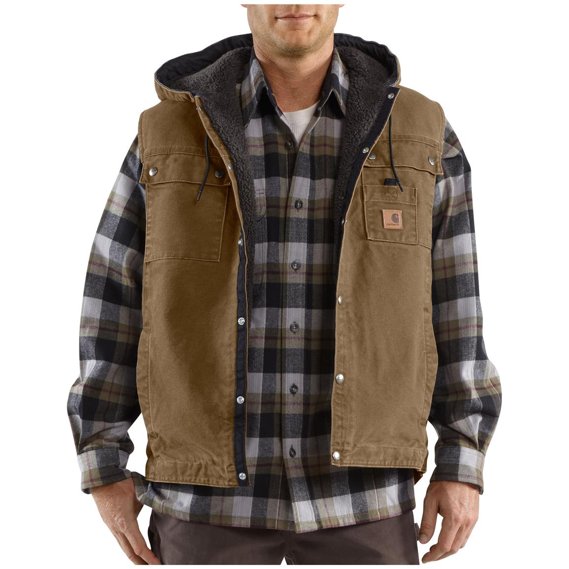 Carhartt Sandstone Hooded Vest - 642676, Vests at Sportsman's Guide