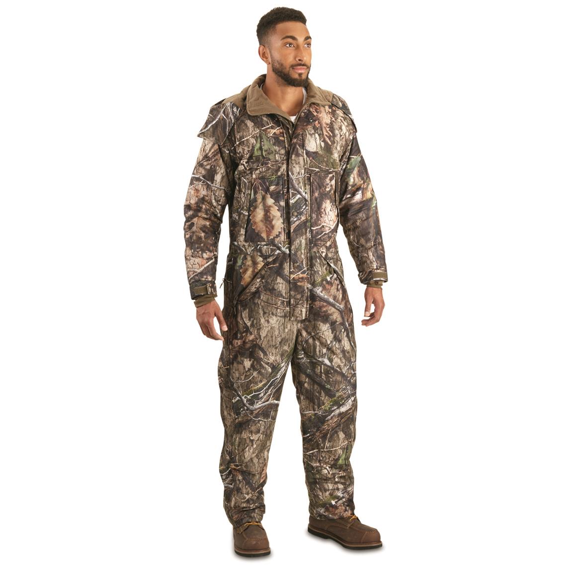 Guide Gear Men's Dry Waterproof Hunting Coveralls with Hood, Insulated Camo Hunt Overalls, Size: 2XL, Brown