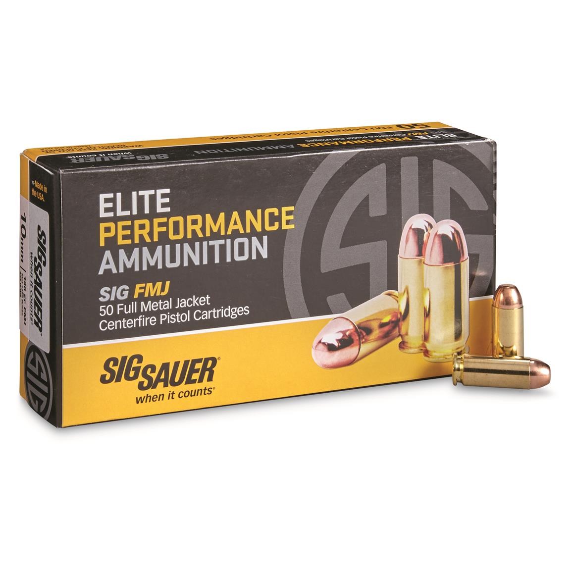 SIG SAUER Elite Performance, 10mm, FMJ, 180 Grain, 50 Rounds - 643663 ...