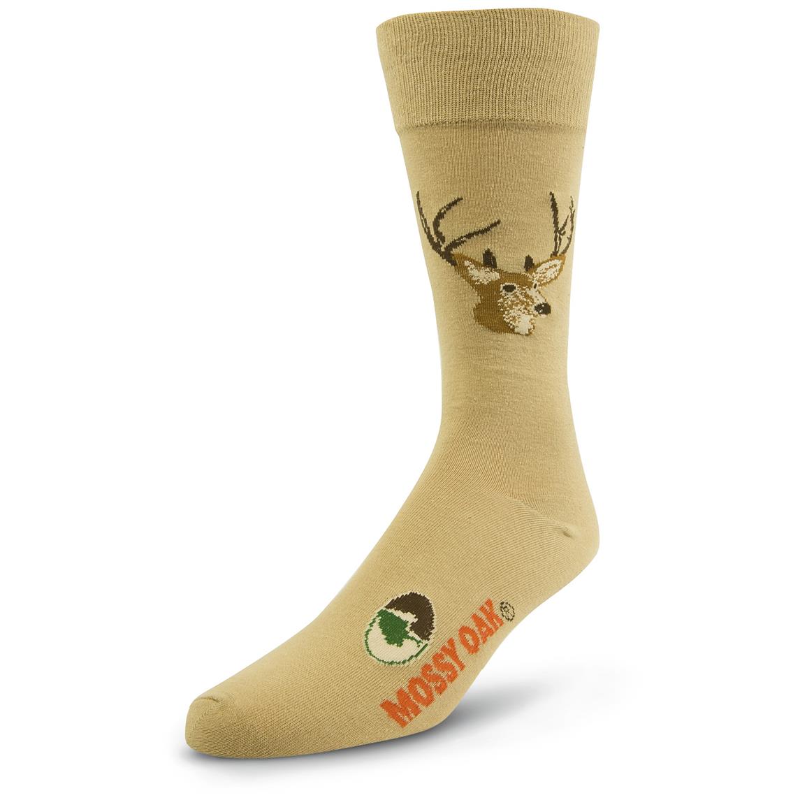 2 Prs. Mossy Oak Men's Buck Head Crew Socks, Sand 647174, Socks at
