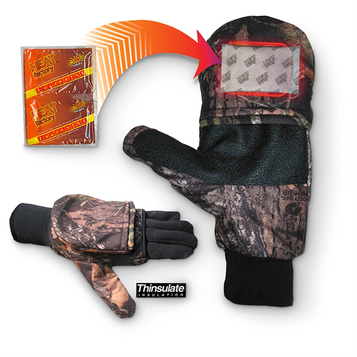 Mossy Oak Pop Top Mitts with Hand Warmer Pockets