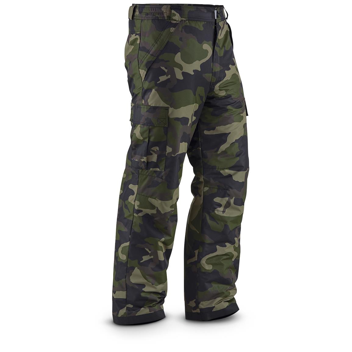 Guide Gear Men's Camo Cargo Snow Pants - 648171, Insulated Pants ...