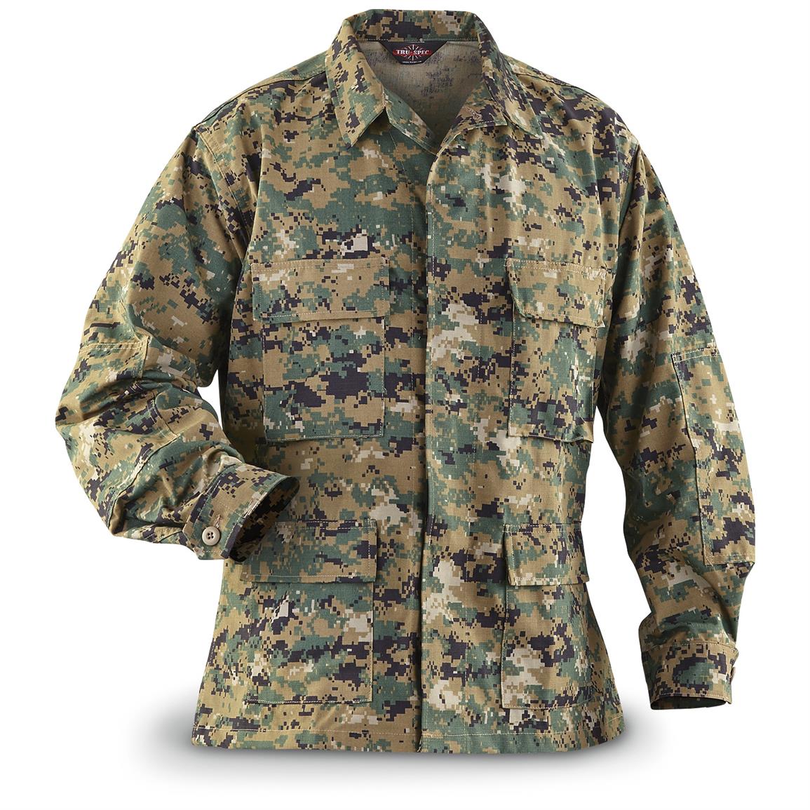HQ ISSUE Men's Military-Style Digital Woodland Camo BDU Shirt - 648180 ...