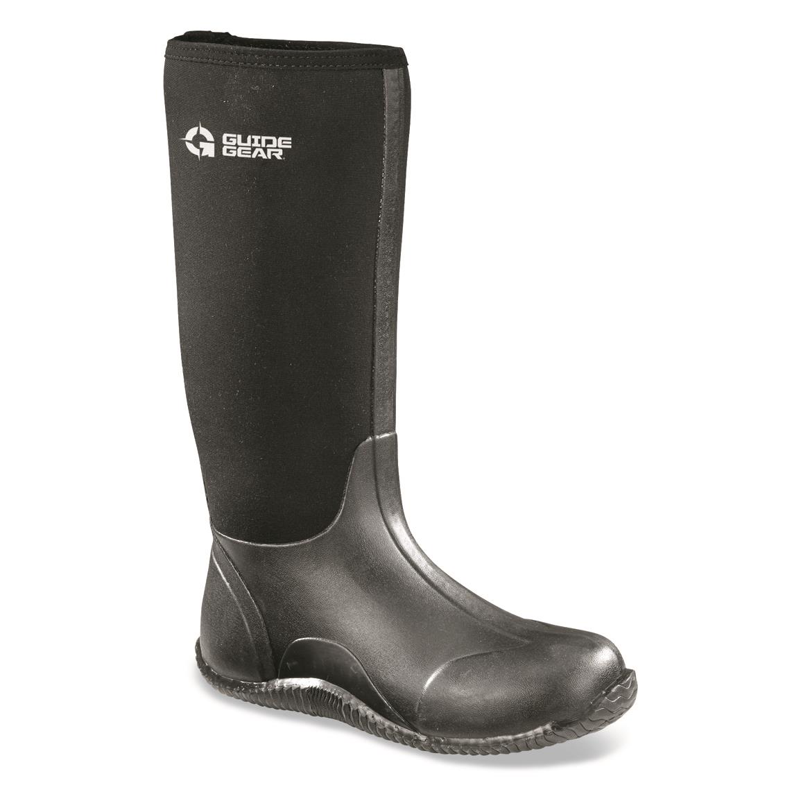 Guide Gear Men's High Bogger Waterproof Rubber Boots, Black