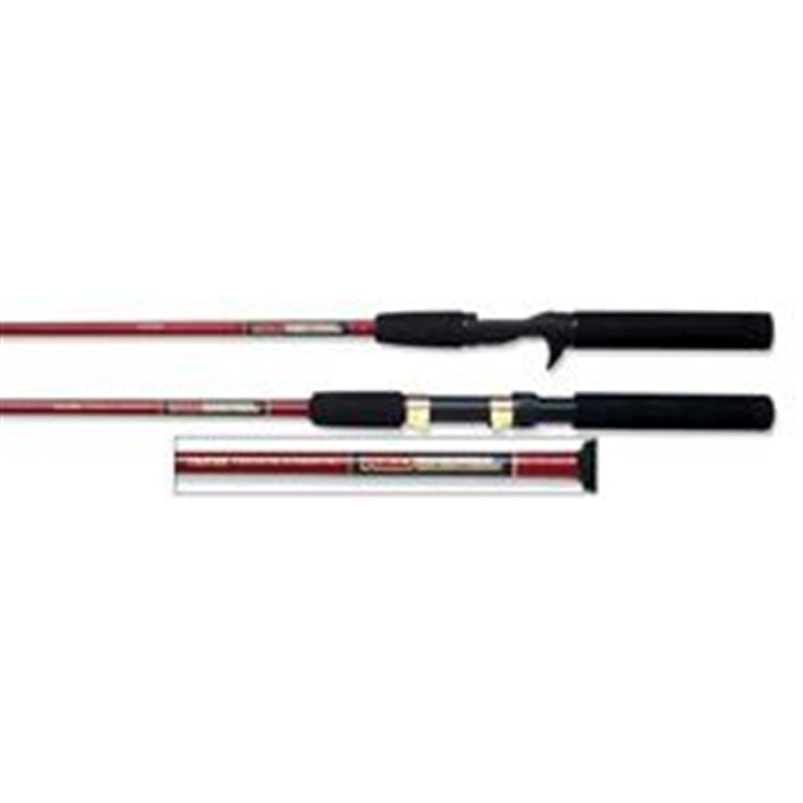 red metal fishing rod