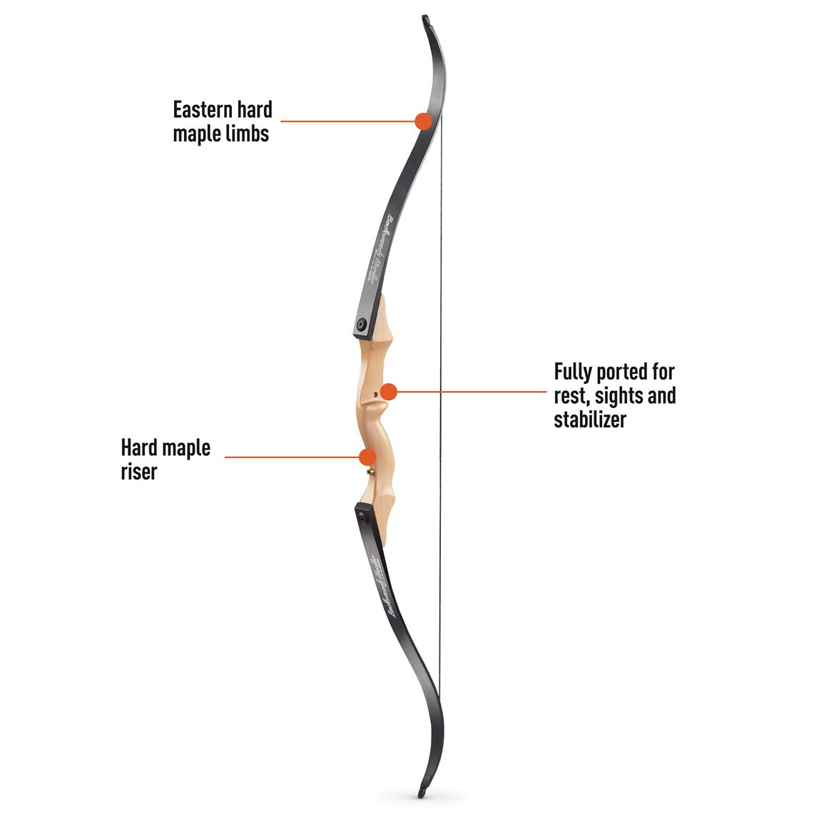 Martin Archery Backwoods Hunter Recurve Bow, Left Hand, 55-60 lbs ...