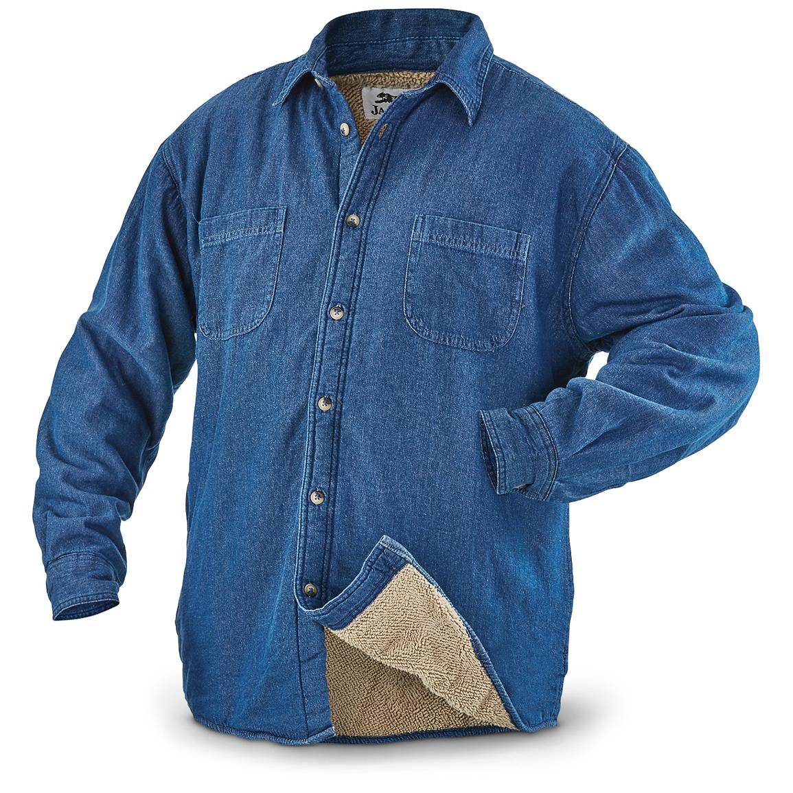 mens fleece lined denim shirt jacket