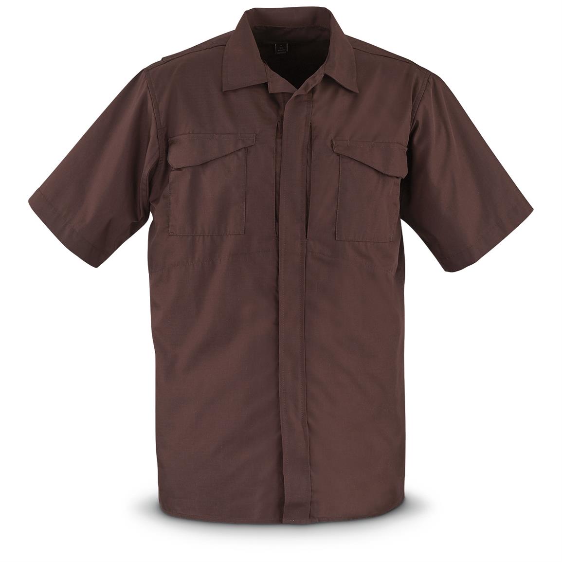 TRU-SPEC Men's Brown Uniform Short Sleeve Shirt, 2 Pack - 651599 ...