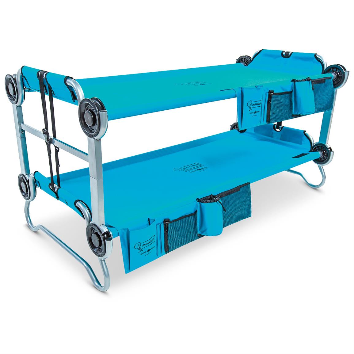 Disc-O-Bed Youth Kid-O-Bunk Portable Bunk Bed with Organizers, Teal Blue