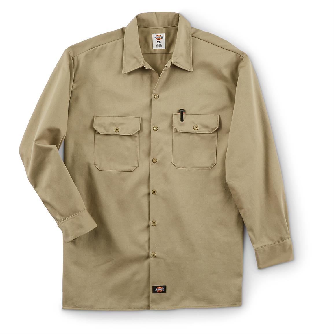 Dickies Men's Long-sleeved Twill Work Shirt, Slight Irregulars - 653167 ...