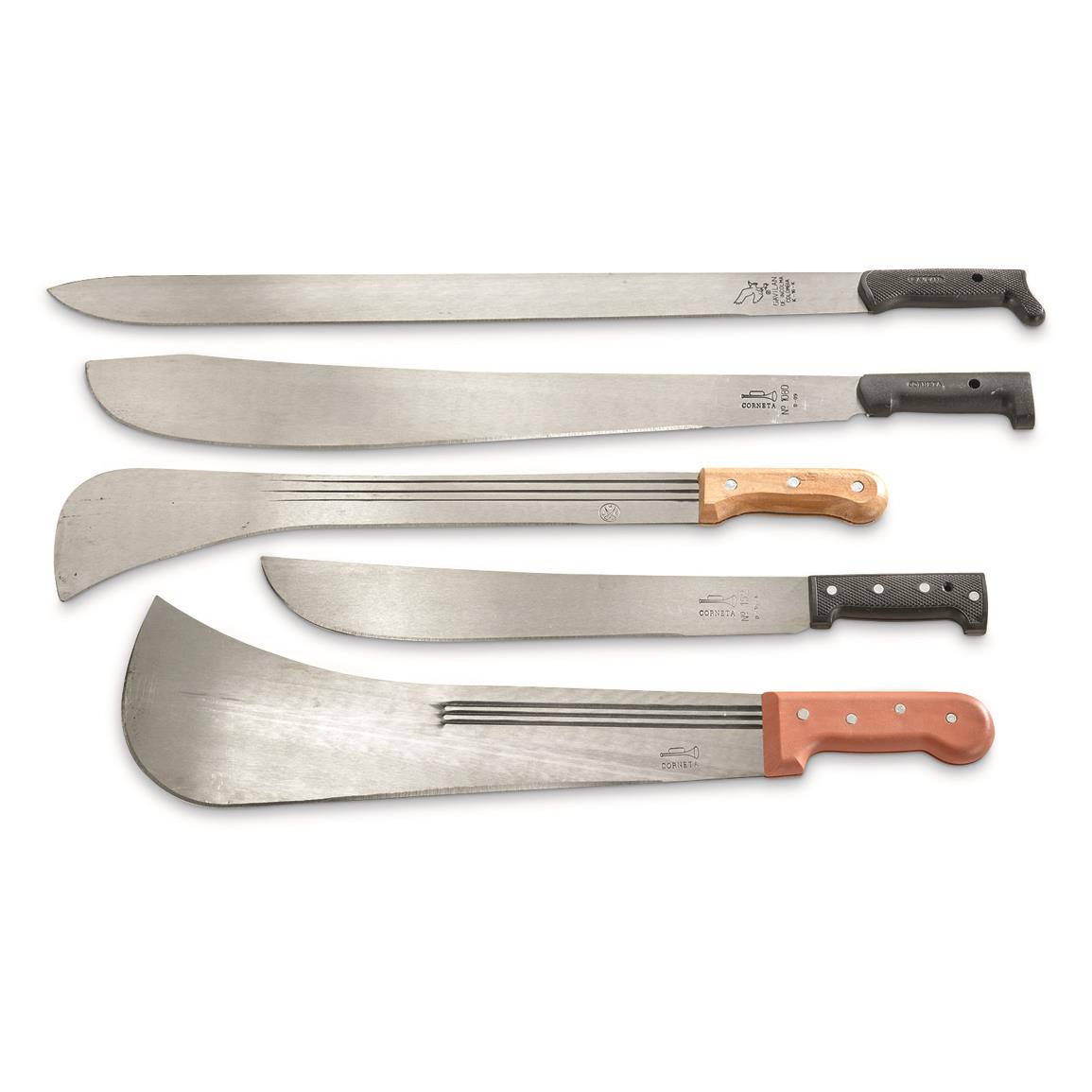 Colombian Military Surplus Assorted Machete Knives, 5 Pack, New