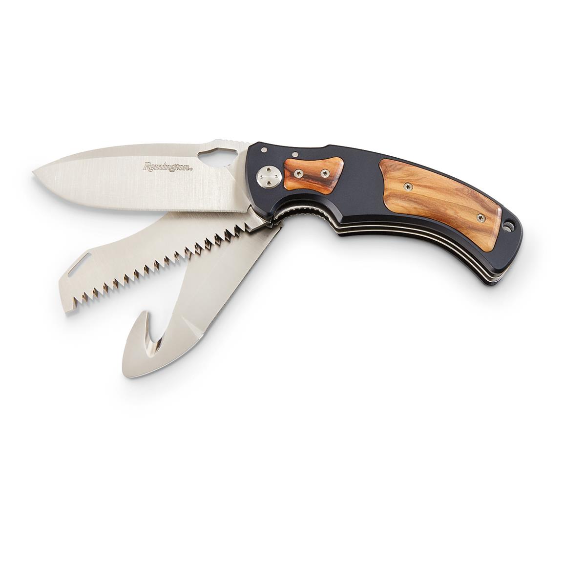 Remington Hunter Series II Folder Knife, 3 Blade 653435, Folding
