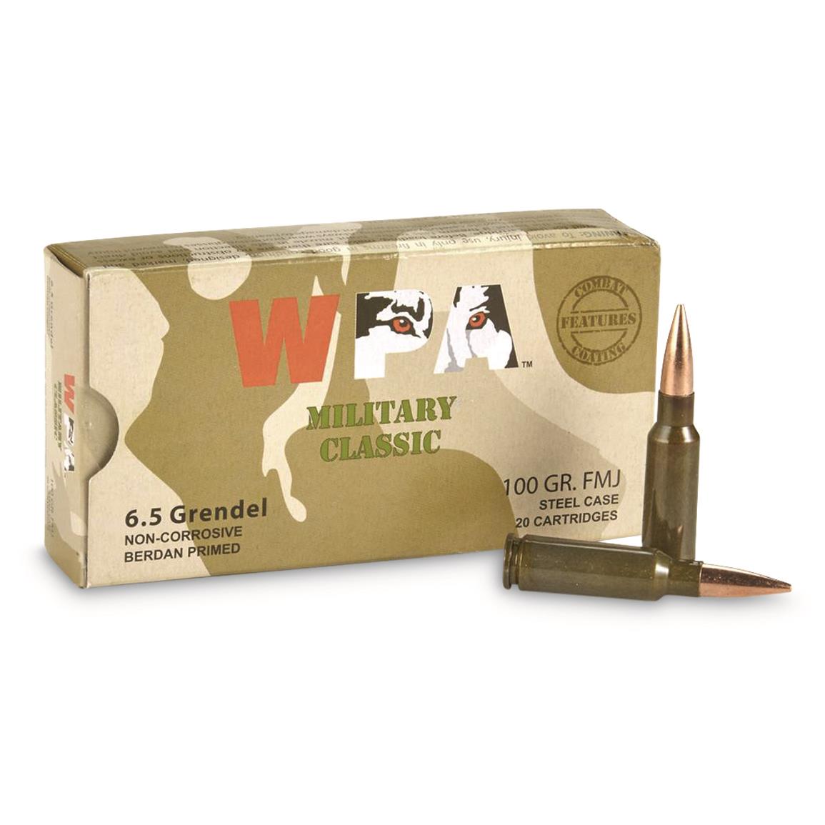Wolf WPA Military Classic, 6.5 Grendel, FMJ, 100 Grain, 20 Rounds