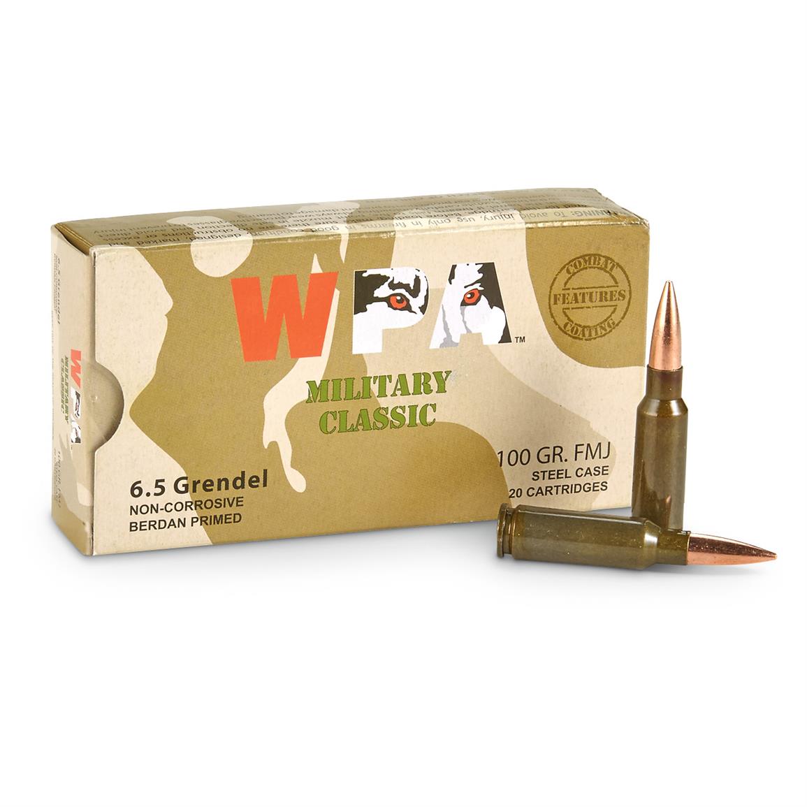 Wolf Military Classic, 6.5 Grendel, FMJ, 100 Grain, 240 Rounds