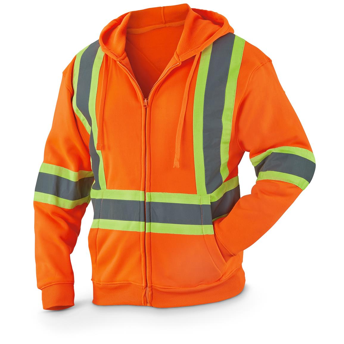 Hi-Visibility Full Zip Hoodie Jacket, Orange - 654016, Sweatshirts ...