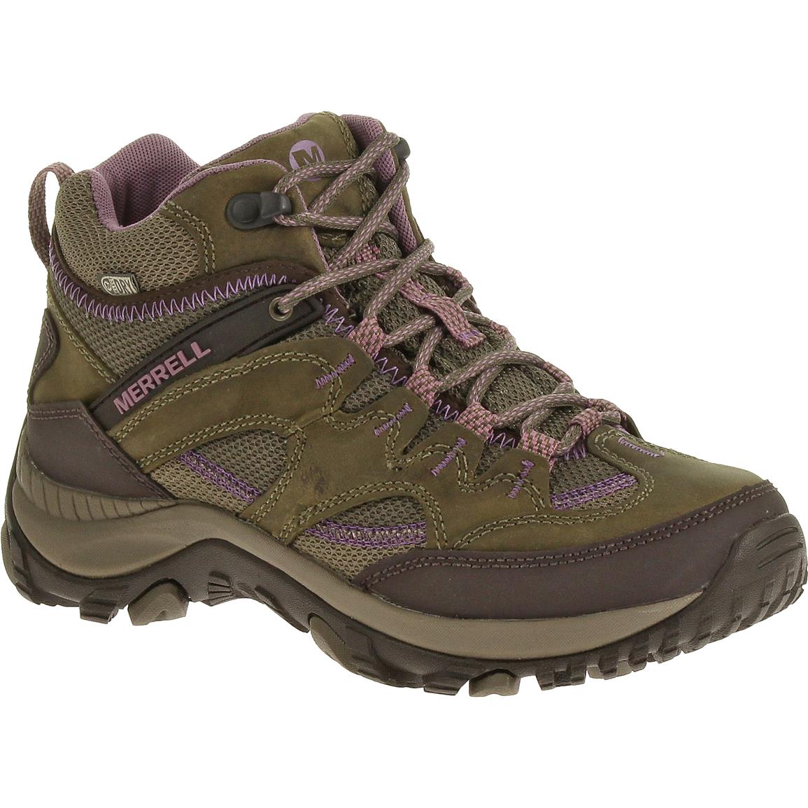 Women&#39;s Merrell Salida Hiking Boots, Waterproof, Mid, Brindle - 654151, Hiking Boots & Shoes at ...